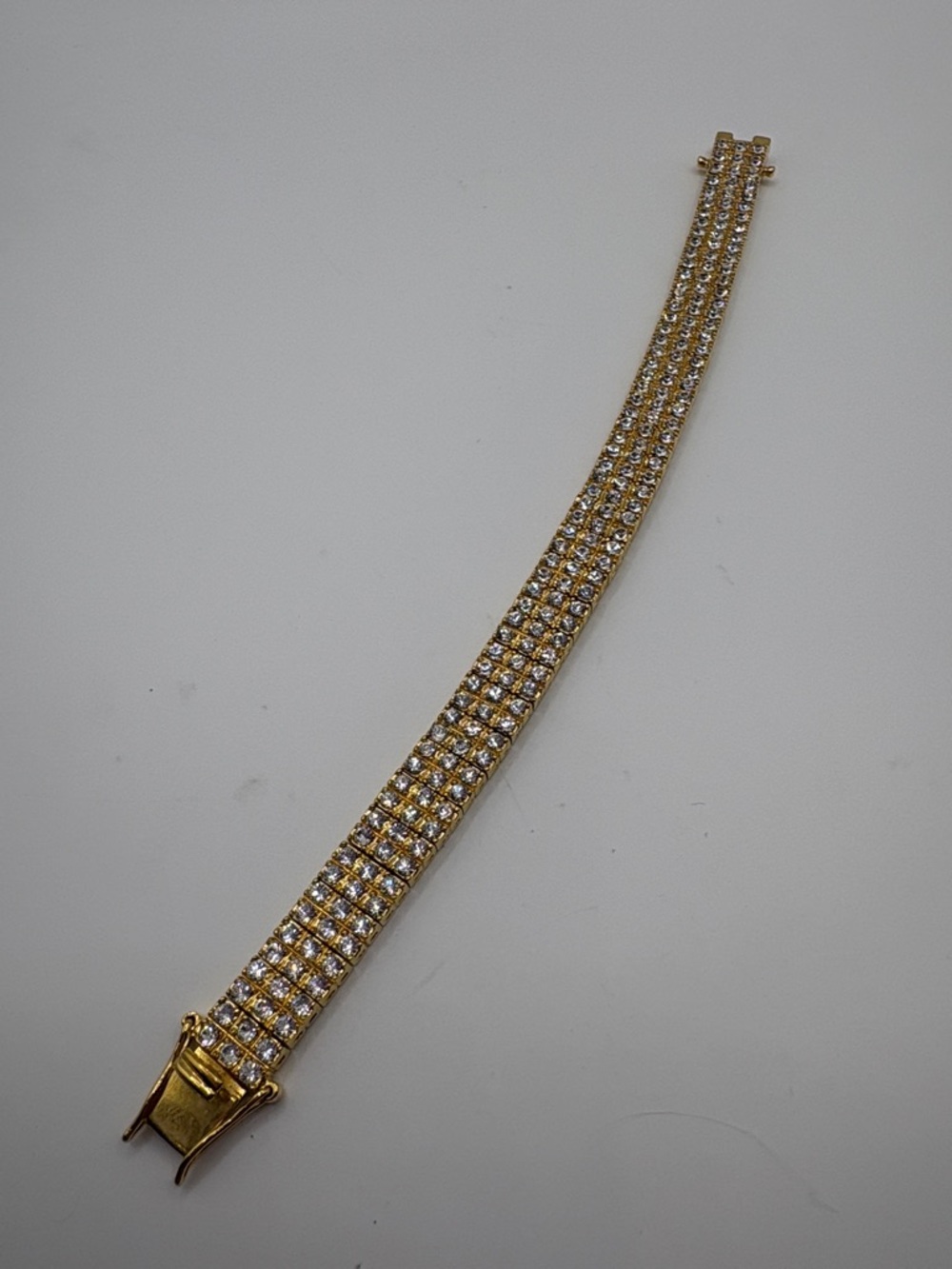 Gold Crystal 18kt GE Tennis Bracelet - Women Jewelry 8” - Picture 6 of 8